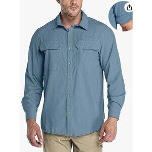 Men's 3XL Long Sleeve Sun Protection Shirt UPF Quick Dry Cooling Fishing hiking